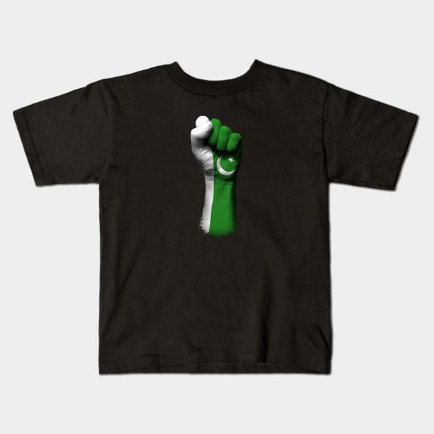 Flag of Pakistan on a Raised Clenched Fist Kids T-Shirt by jeffbartels